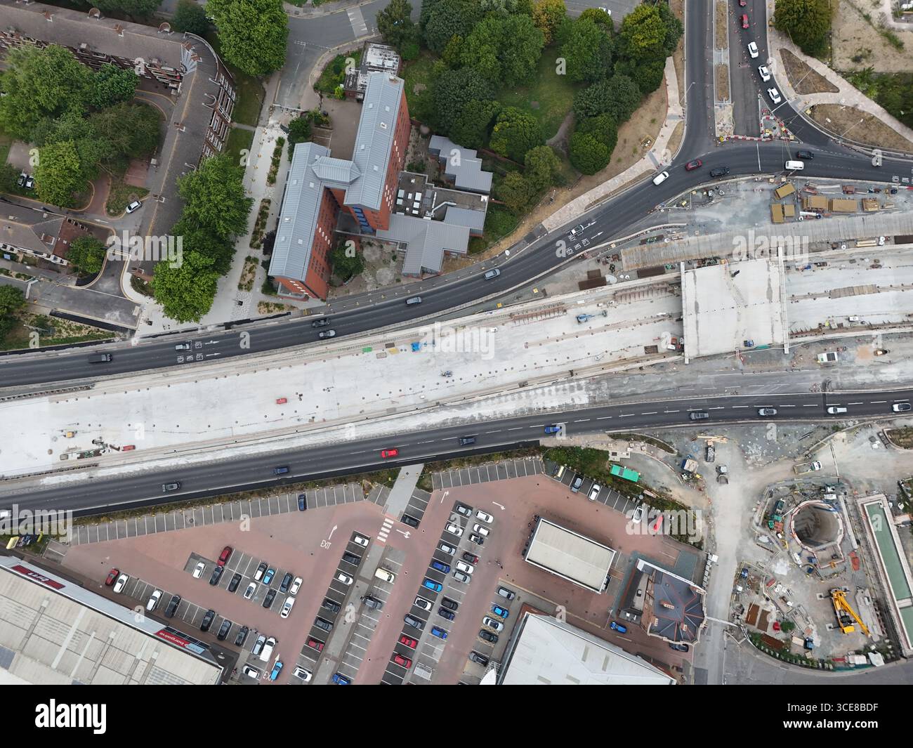 Aus der Vogelperspektive der A63 Castle Street, Verbesserungen an zweispurigen Straßen, Kingston upon Hull Stockfoto