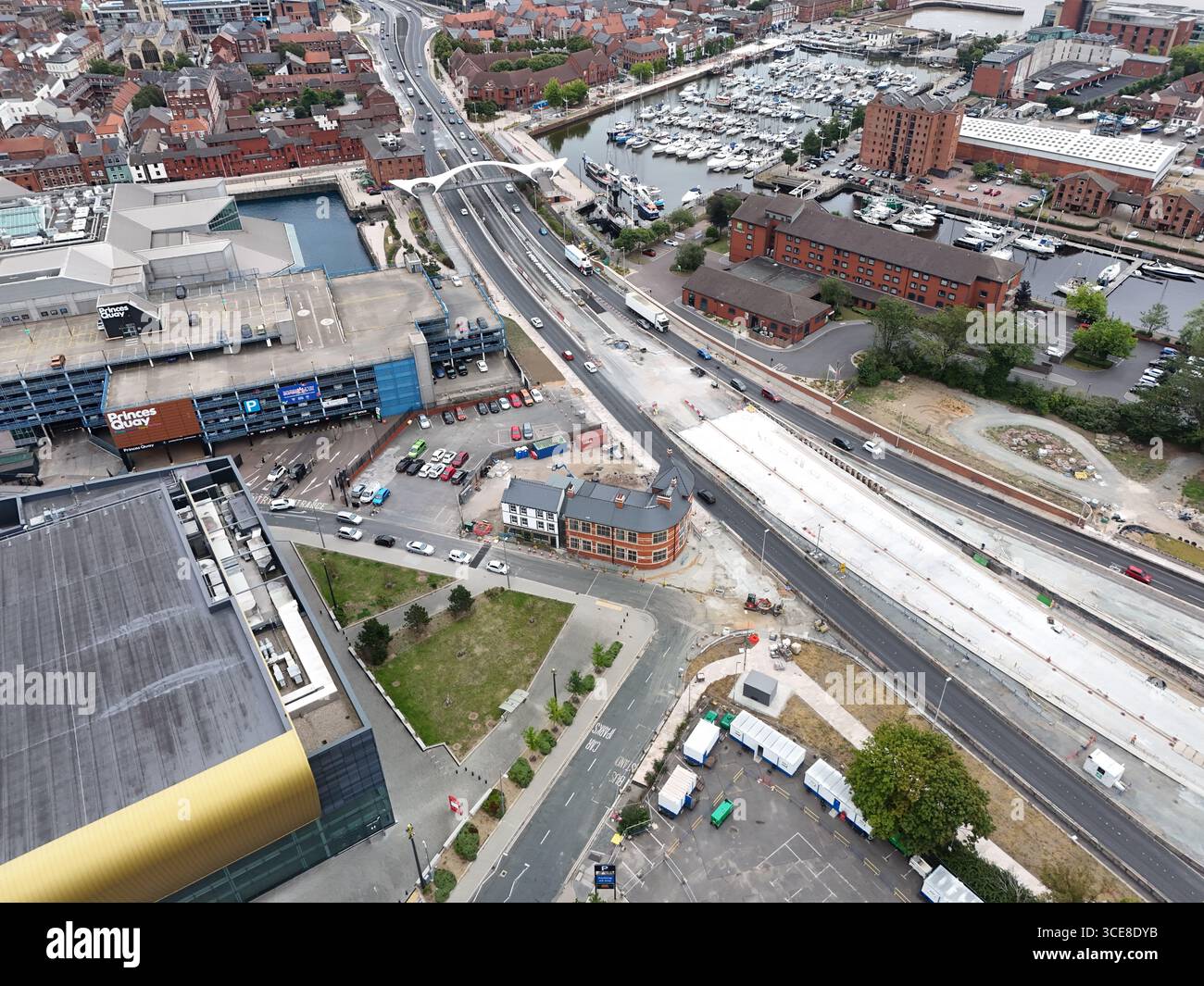 Aus der Vogelperspektive der A63 Castle Street, Verbesserungen an zweispurigen Straßen, Kingston upon Hull Stockfoto