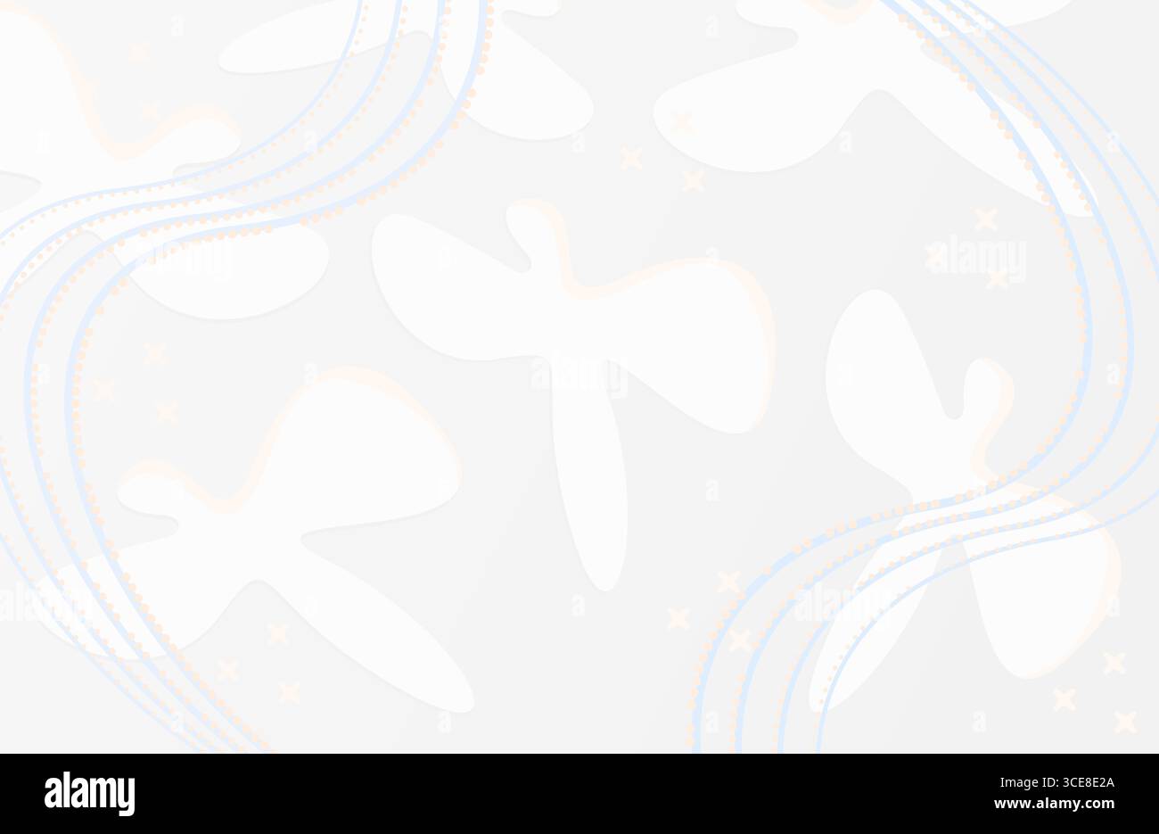 Verlaufender Hintergrund grau und weiß, beruhigende Vektorabdeckung mit abstrakten Formen, welligen Streifen und gepunkteten Linien. Trendiges, minimalistisches, weiches, ästhetisches Banner Stock Vektor