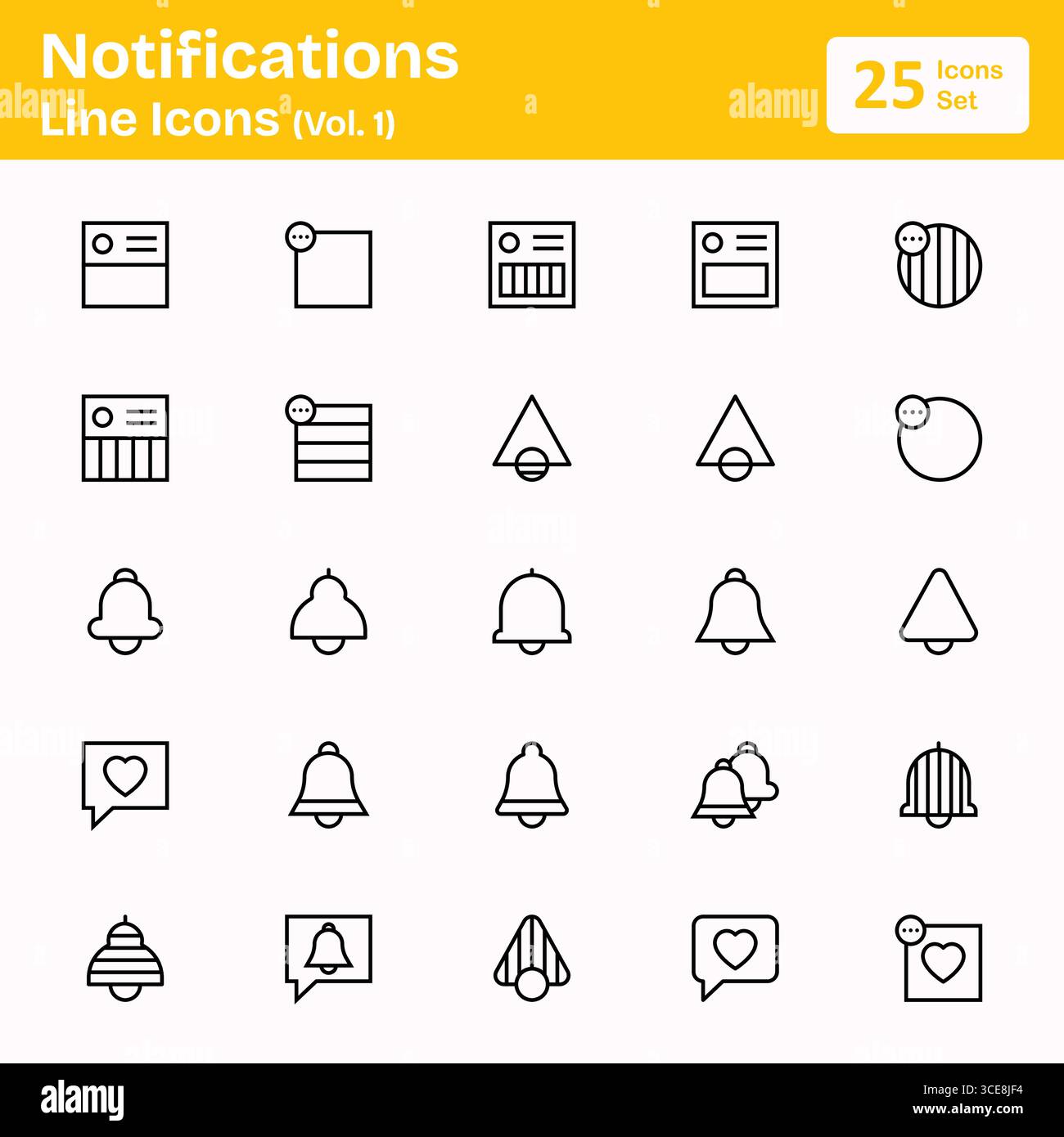 Symbole für Benachrichtigungszeilen (Band 1) Stock Vektor