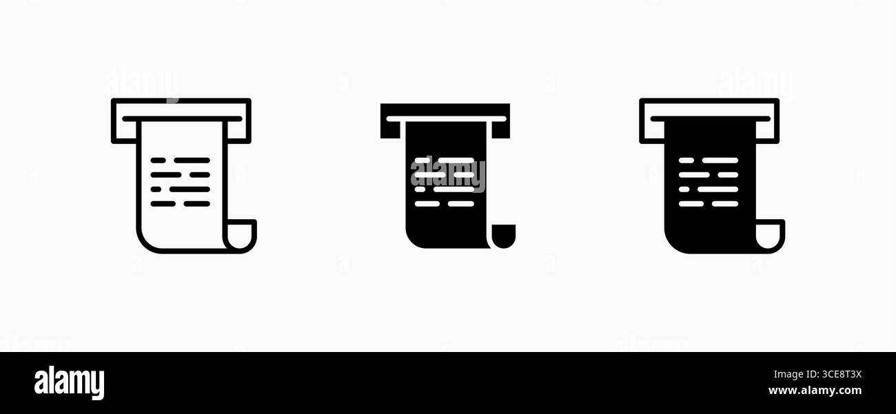 Symbol zum Festlegen des Rechnungsdrucks. Finanz- und Geschäftskonzepte. UI-Schaltfläche Web und Apps. Stock Vektor