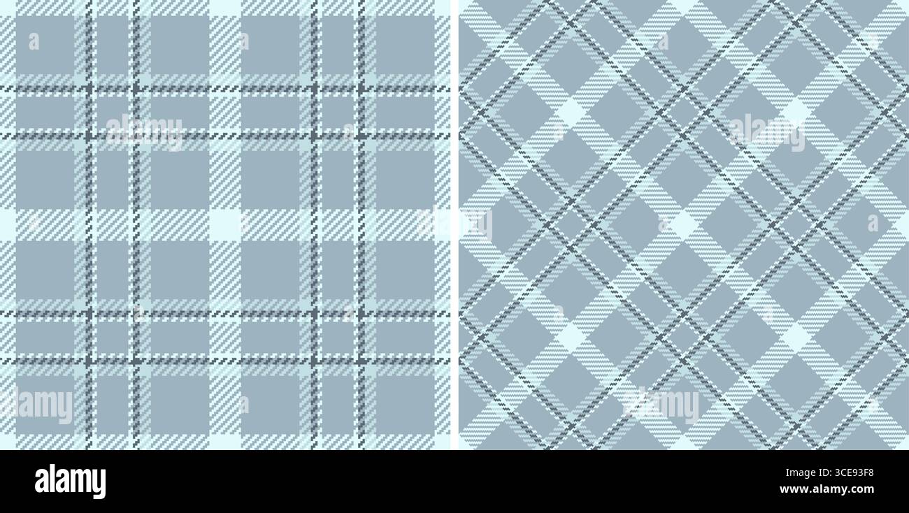 Überprüfen Sie Hintergrundvektor des Musters karierten Stoff mit einer Textur nahtlosen Textil-Schotten. Das Set in trendigen Farben sorgt für stylische Gingham-Muster für Kleidung Stock Vektor
