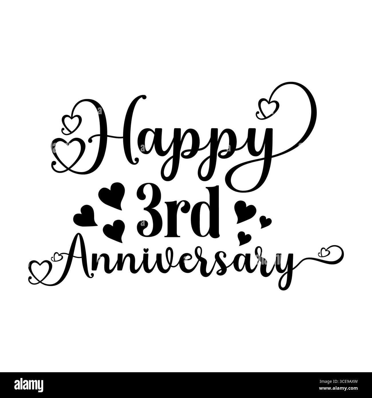 Jubiläums-Typografie-Design auf glattem weißem transparenten isolierten Hintergrund für Karte, Hemd, Hoodie, Sweatshirt, Kleidung, Tag, Becher, Symbol, Poster Stockfoto