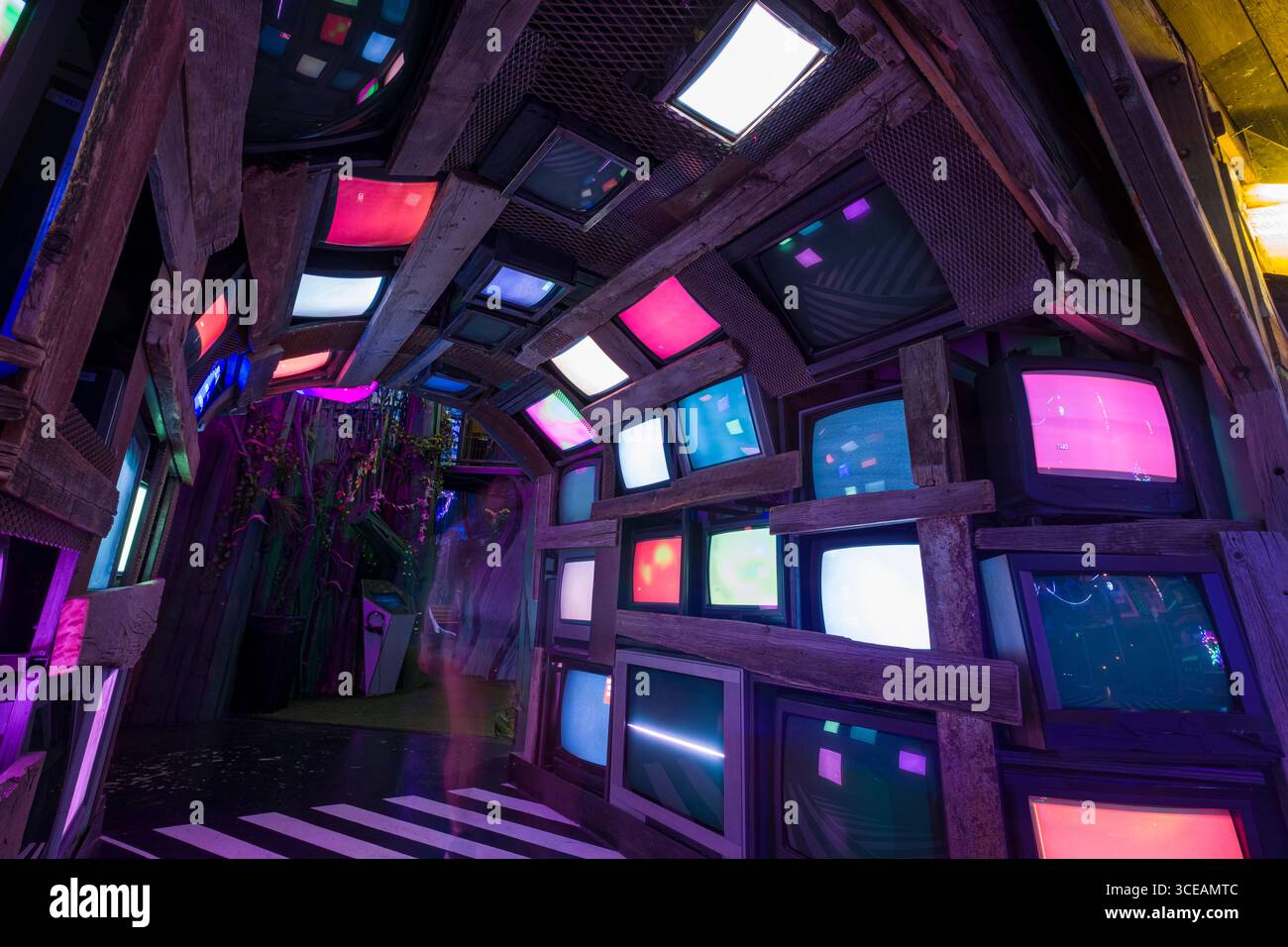 Bunte interaktive Kunst Installation in Miau Wolf, Santa Fe, Santa Fe County, New Mexico, USA Stockfoto