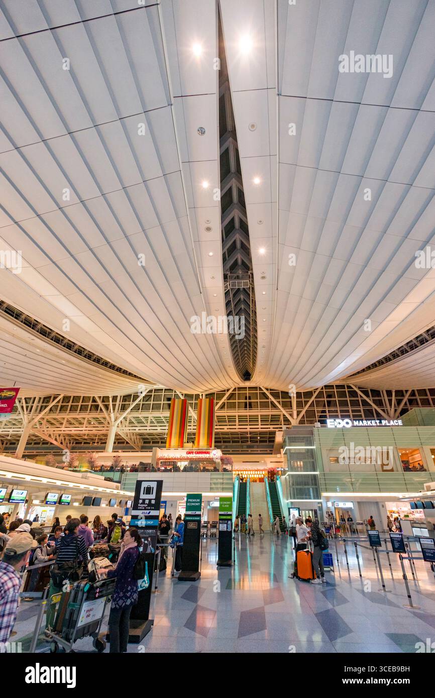 Haneda International Airport Terminal Abfahrt Lobby, Ōta, Tokio, Kantō, Honshu, Japan Stockfoto