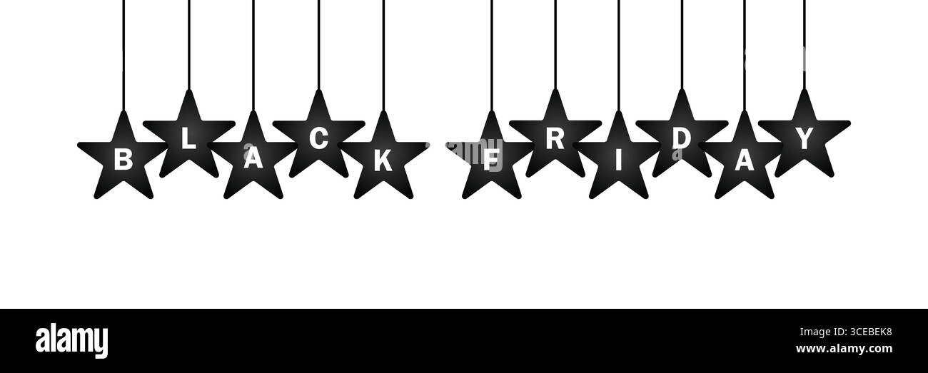 Black Friday Star Banner – festliche Hängedekoration für Weihnachtsverkäufe Stock Vektor