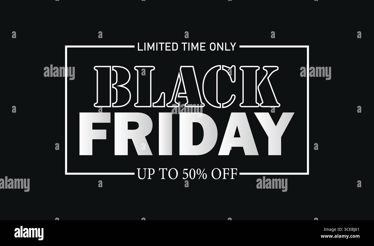 Black Friday Sale – bis zu 50 % Rabatt – nur für begrenzte Zeit. Black Friday Sale Shopping Vektor Abstrakter Hintergrund Stock Vektor