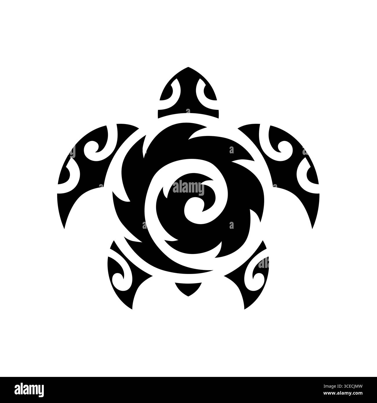Meeresschildkröte im Stammesstil der Maori-Tattoos. Schwarzweiß-Skizze oder Logo. Stock Vektor