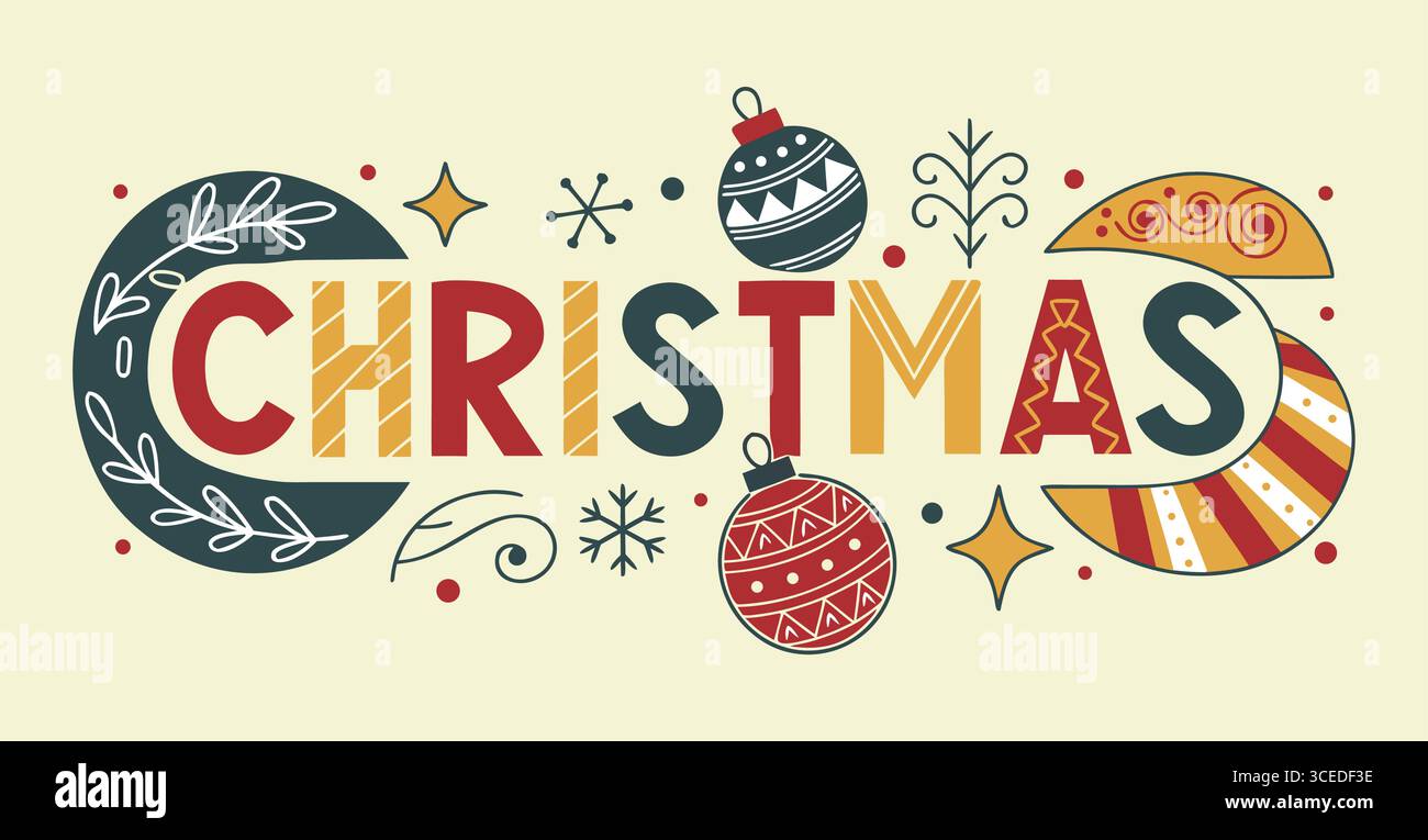 Weihnachtsfeiertage Festliche Ornamente Winterfeier Design Stock Vektor