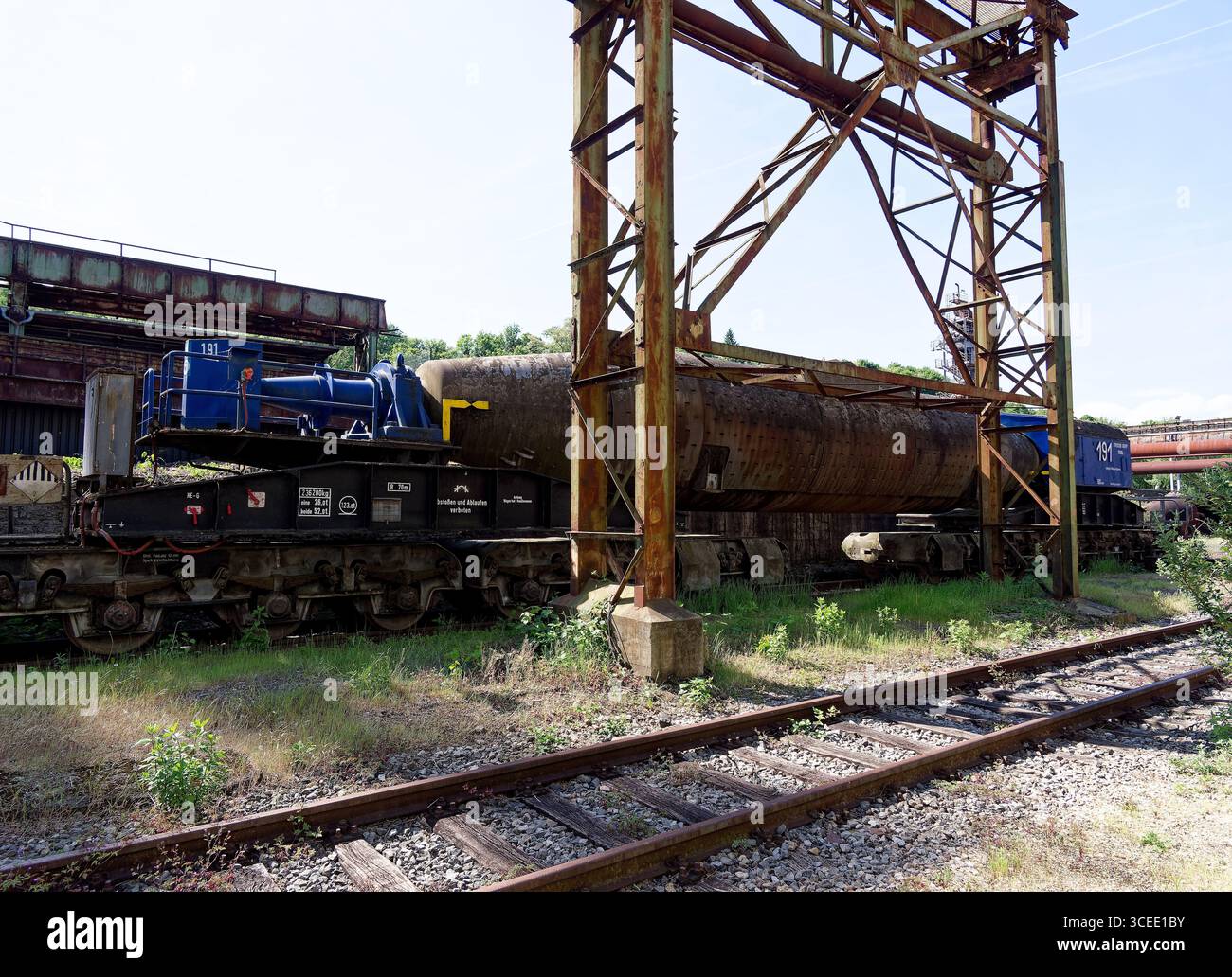 Hattingen, Deutschland, 20. Mai 2025 - Henrichshuette. Ehemaliges Stahlwerk, heute als Museum betrieben. Teil der Route des industriellen Erbes. Stockfoto