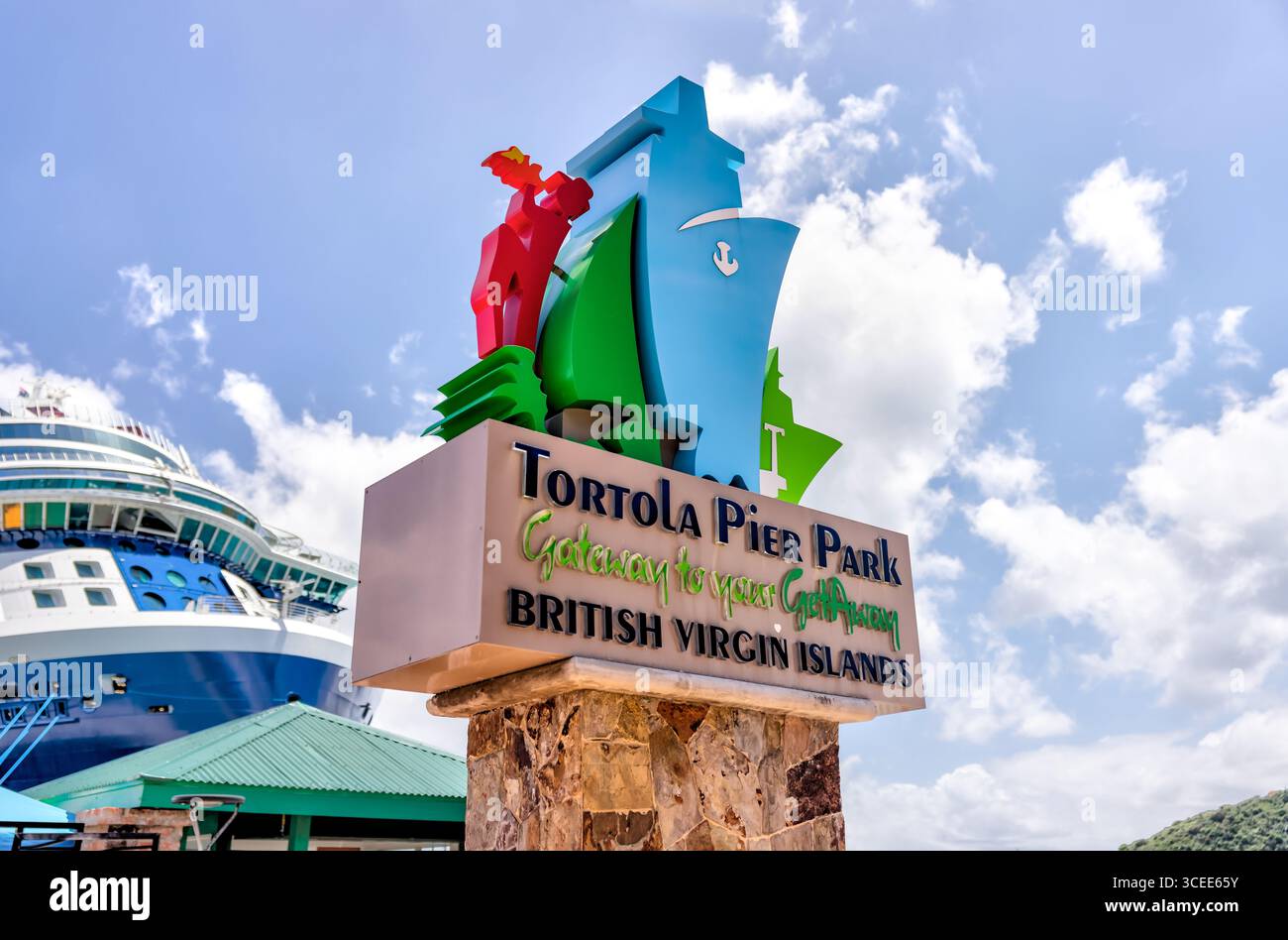 Tortola, Britische Jungferninseln - 27. März 2024: Beschilderung für Besucher von Tortola auf den Britischen Jungferninseln Stockfoto