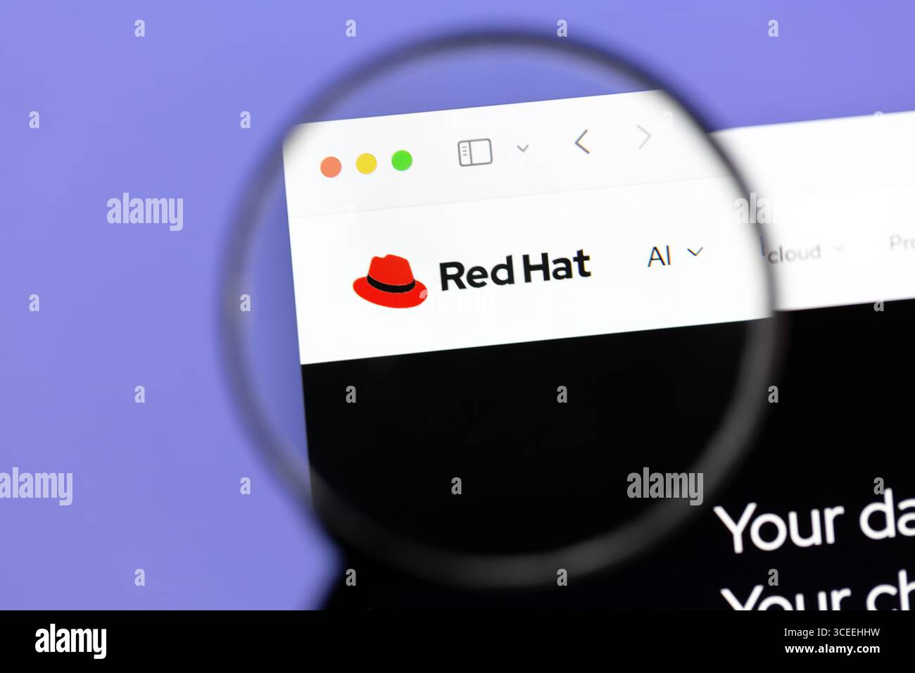 Ostersund, Schweden – 17. August 2025: Website des Softwareunternehmens Red hat. Stockfoto