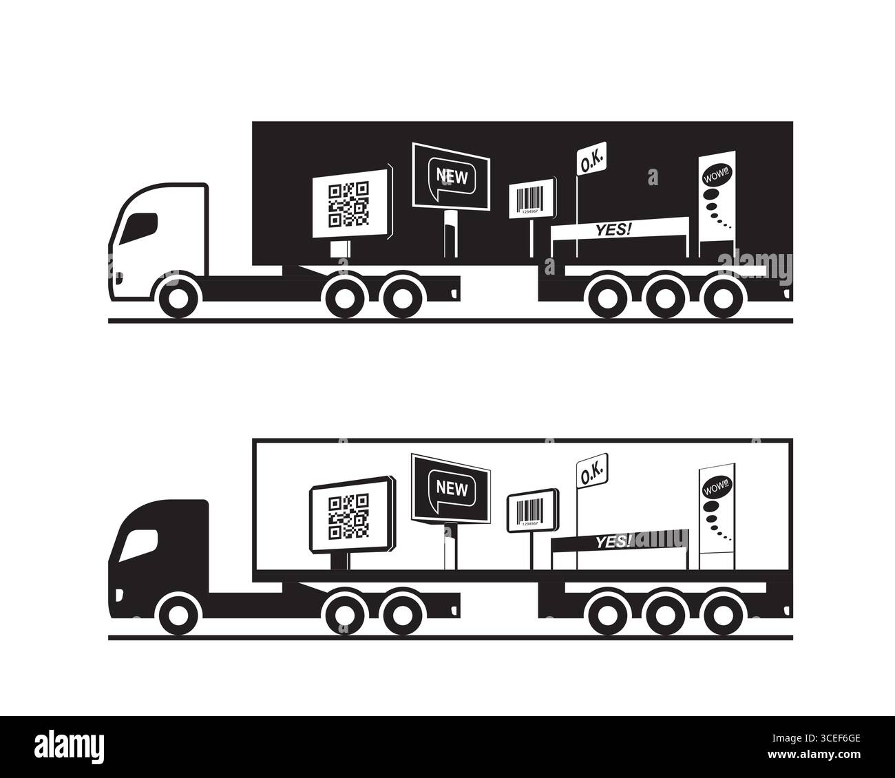 Werbetafeln am Anhänger des Lkws - Vektorillustration Stock Vektor