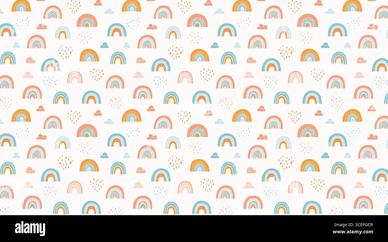 Künstlerisch Boho Regenbogen und Herzen nahtloses Muster künstlerisches Boho Regenbogen und Herzen nahtloses Muster Stock Vektor