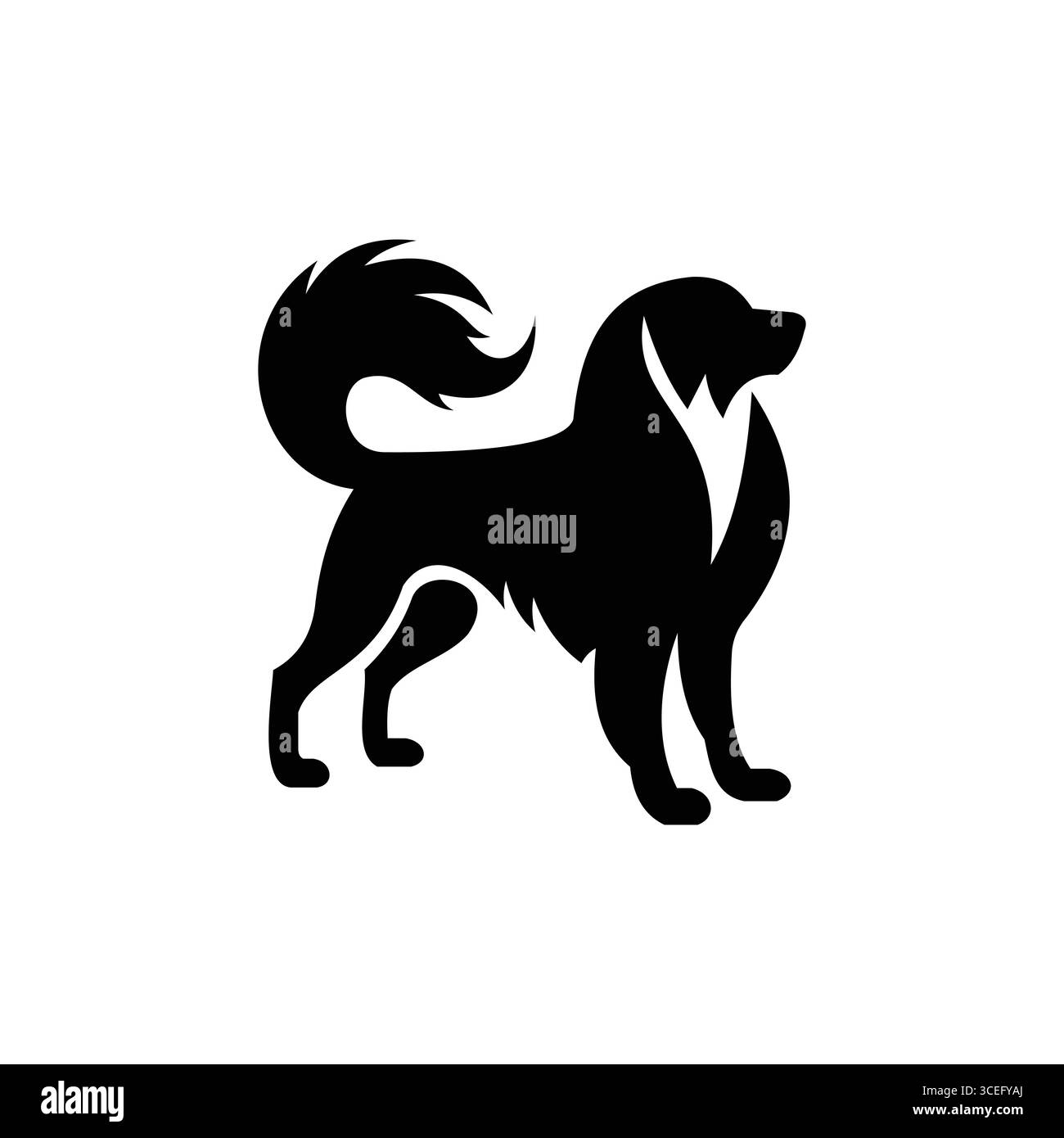 Bässe Hund Hund Vektor Silhouette in schwarz auf weißem Hintergrund Stock Vektor