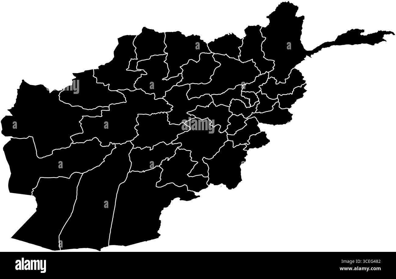 Afghanistan-Karte in Schwarzweiß – einfache Vektorstruktur für pädagogische Zwecke, Reiseanleitungen und druckbare Wandbilder Stock Vektor