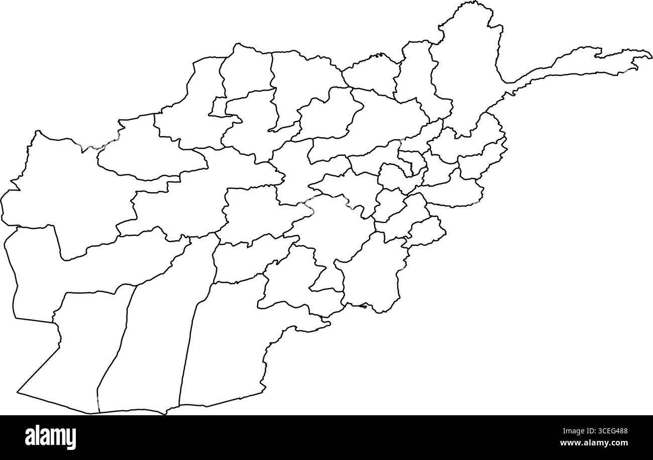 Afghanistan Map White Edition – Clean Printable Outline für Poster, Geography Resources und Modern Cartography Artwork Stock Vektor