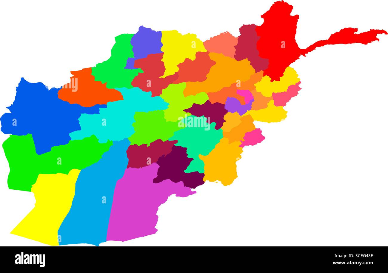 Bunte Afghanistan Country Map – modernes Vektordesign für digitale Drucke, Wohnkultur und Lernmaterialien für Geographie Stock Vektor