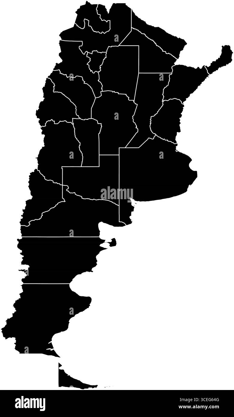 Argentinien Karte in Schwarzweiß – einfache Vektorstruktur für pädagogische Zwecke, Reiseführer und druckbare Wandbilder Stock Vektor