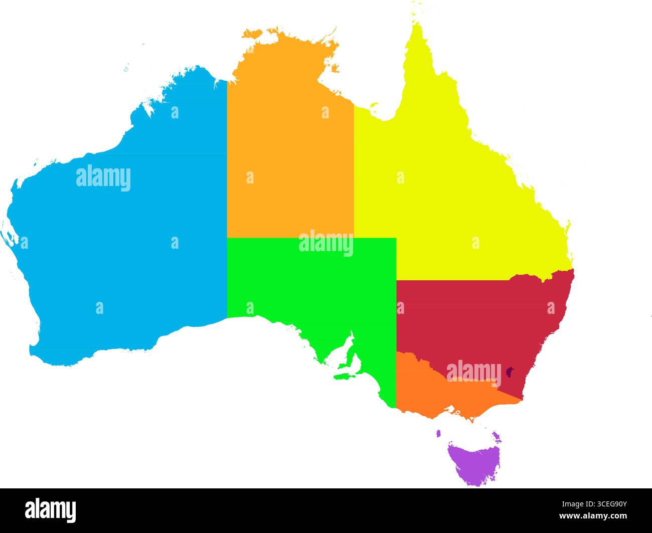 Farbenfrohe australische Landkarte – modernes Vektordesign für digitale Drucke, Wohnkultur und Lernmaterialien für Geographie Stock Vektor