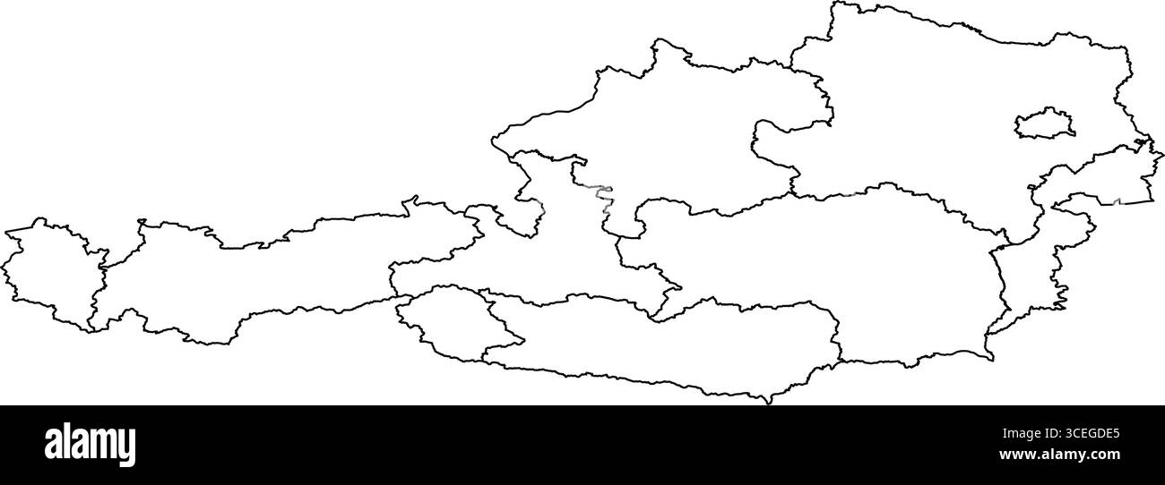 Austria Map White Edition – Clean Printable Outline für Poster, Geographien und Modern Cartography Artwork Stock Vektor