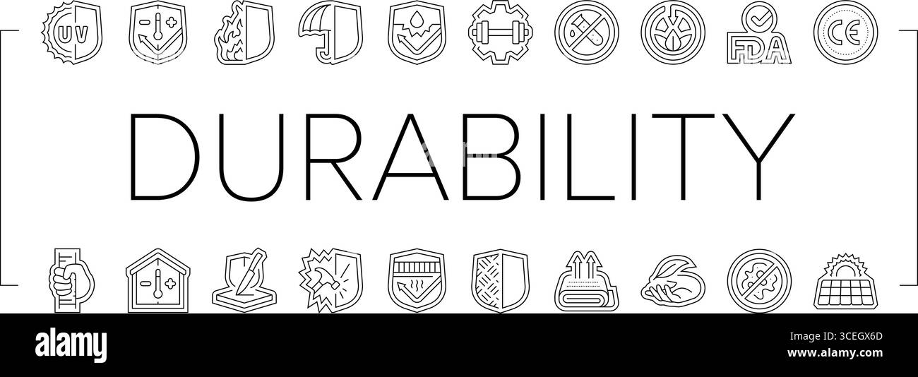 Schutz Haltbarkeit Produktsymbole setzen Vektor Stock Vektor