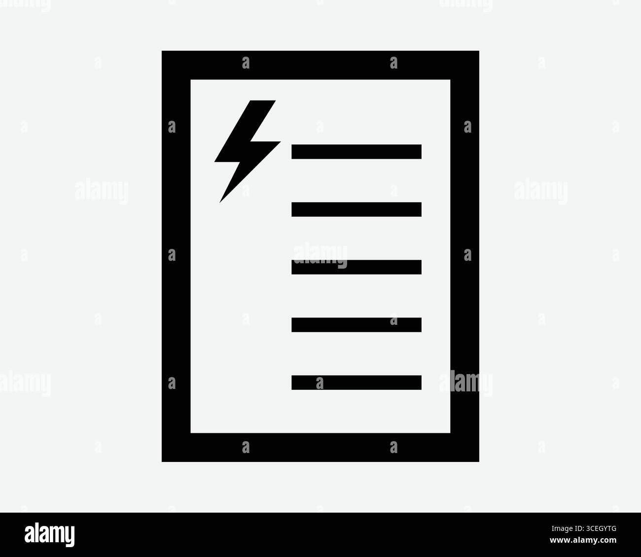 Energiereportsymbol Stromaufzeichnung Papier-Checkliste Energieinformationen Auditbewertung Leistung Verbrauch Rechnung Rechnung Reparaturzeichen Symbol Stock Vektor