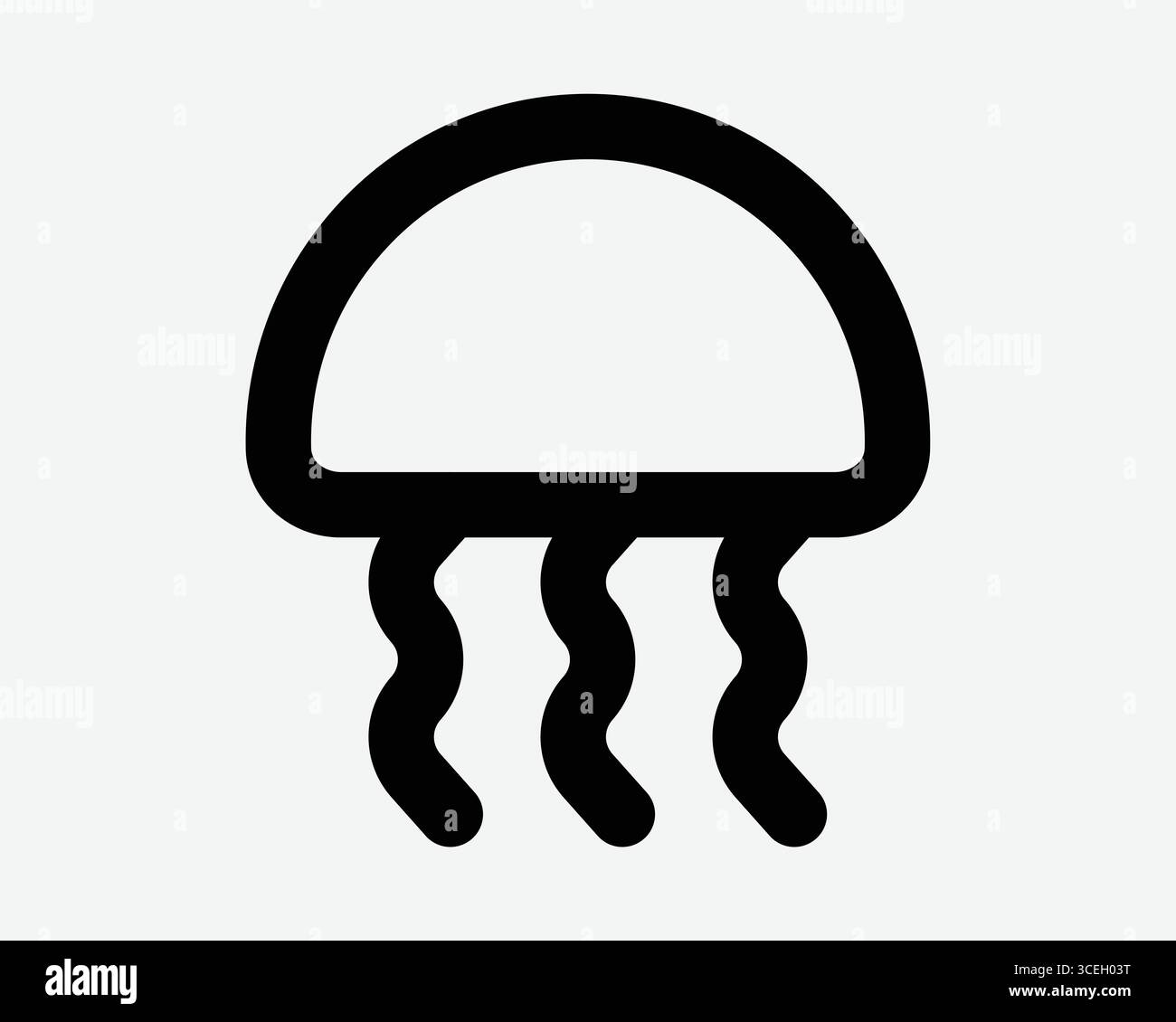 Quallen Outline Icon Quallen Fisch Meeresbewohner Ozean Wildtiere Tierlinie Grafik Symbol Unterwasser Cartoon Meeresfrüchte Illustration Zeichen Biologie Form Stock Vektor