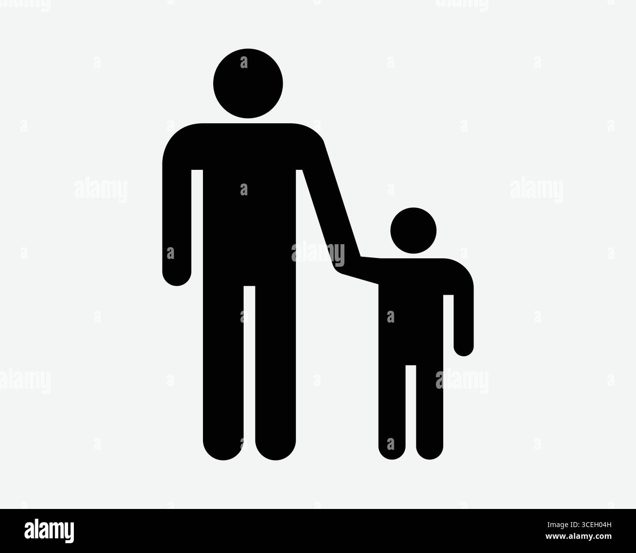 Elternteil Kind Hand Halten Icon Vater Sohn Hold Hände Pflege Patente Kinderbetreuung Guardian Kinderschutz Stick Figur Mann Junge Eltern Symbol Zeichen Stock Vektor