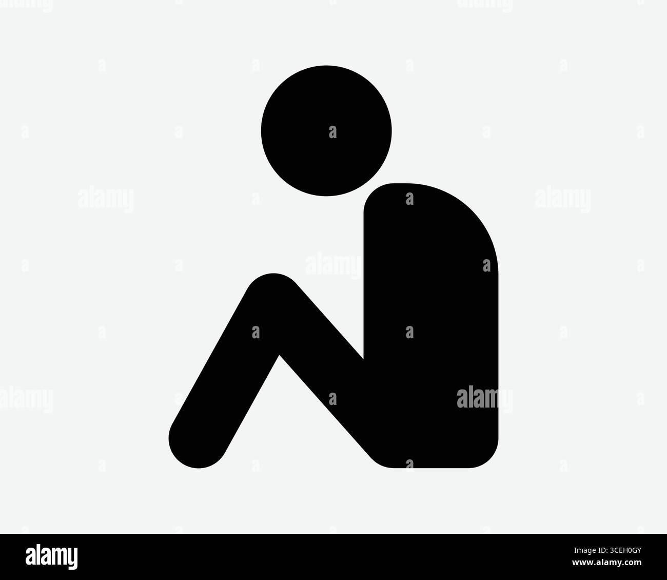 Traurige Person Icon Depressiv Mensch Zeichen Depression Menschen Sitzen Unten Boden Sitzen Depression Trauer Trauer Verzweiflung Stress Unglücklicher Einsamer Trauer Mann Stock Vektor
