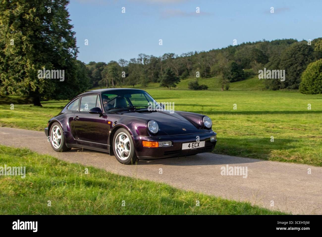 1993 90er Jahre Viola Purple Porsche 911 Carrera 4 Celebration Car Coupé Benzinmotor 3600 ccm; Wheels Up North, Renntag High-Peformance Vehicles-Enthusiasten zeigen auf dem Leighton Hall Estate, Carnforth, Großbritannien Stockfoto
