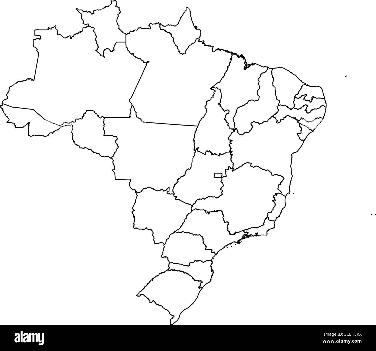Brasilien Map White Edition – Clean Printable Outline für Poster, Ressourcen für Geographie und Modern Cartography Artwork Stock Vektor