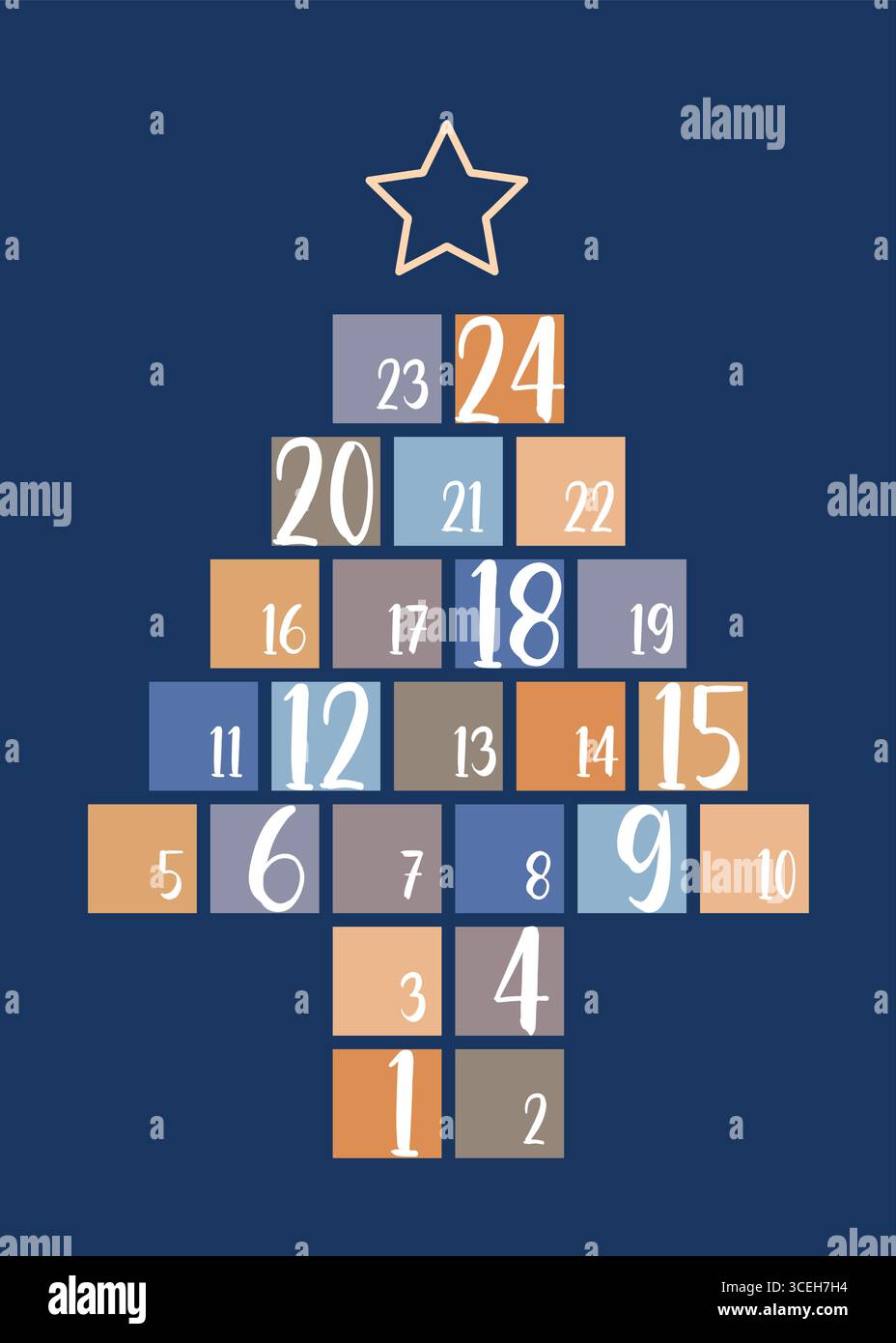 Farbenfroher Adventskalender in Form von Tanne 24 weihnachtsgeschenke Vektor Illustration Stock Vektor