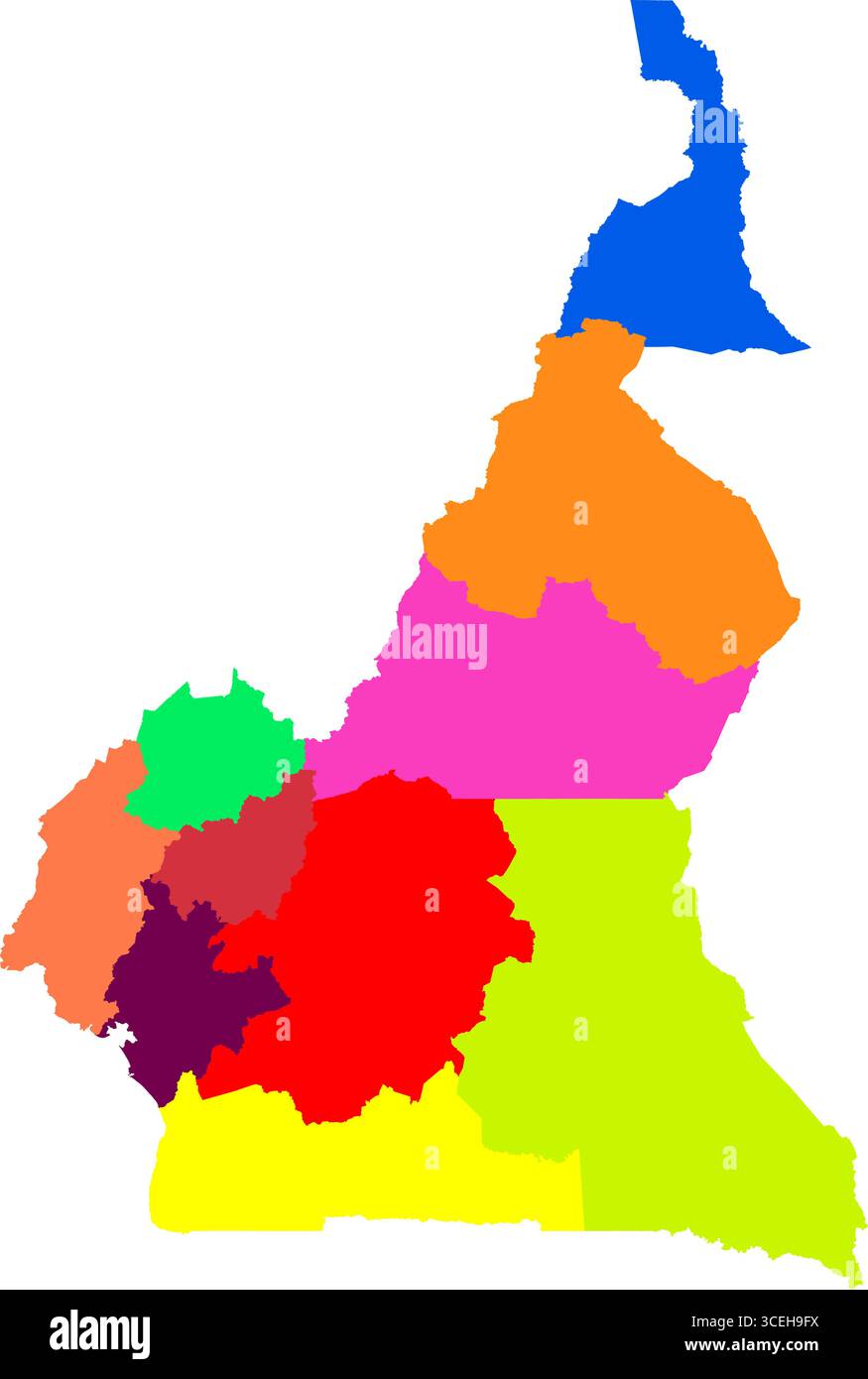 Farbenfrohe Kamerun Country Map – modernes Vektordesign für digitale Drucke, Wohnkultur und Geographie-Lernmaterialien Stock Vektor