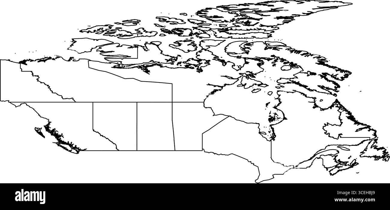 Canada Map White Edition – Clean Printable Outline für Poster, Ressourcen für Geographie und Modern Cartography Artwork Stock Vektor