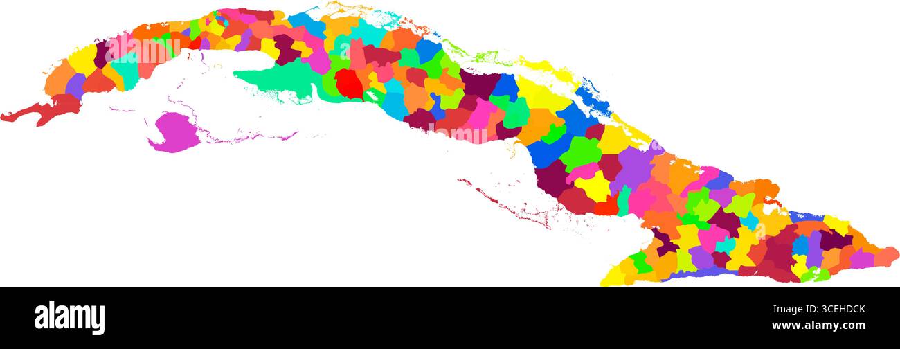 Kuba Detailed Color Map – hochauflösende politische und regionale Karte für Kartografie und Infografiken Stock Vektor