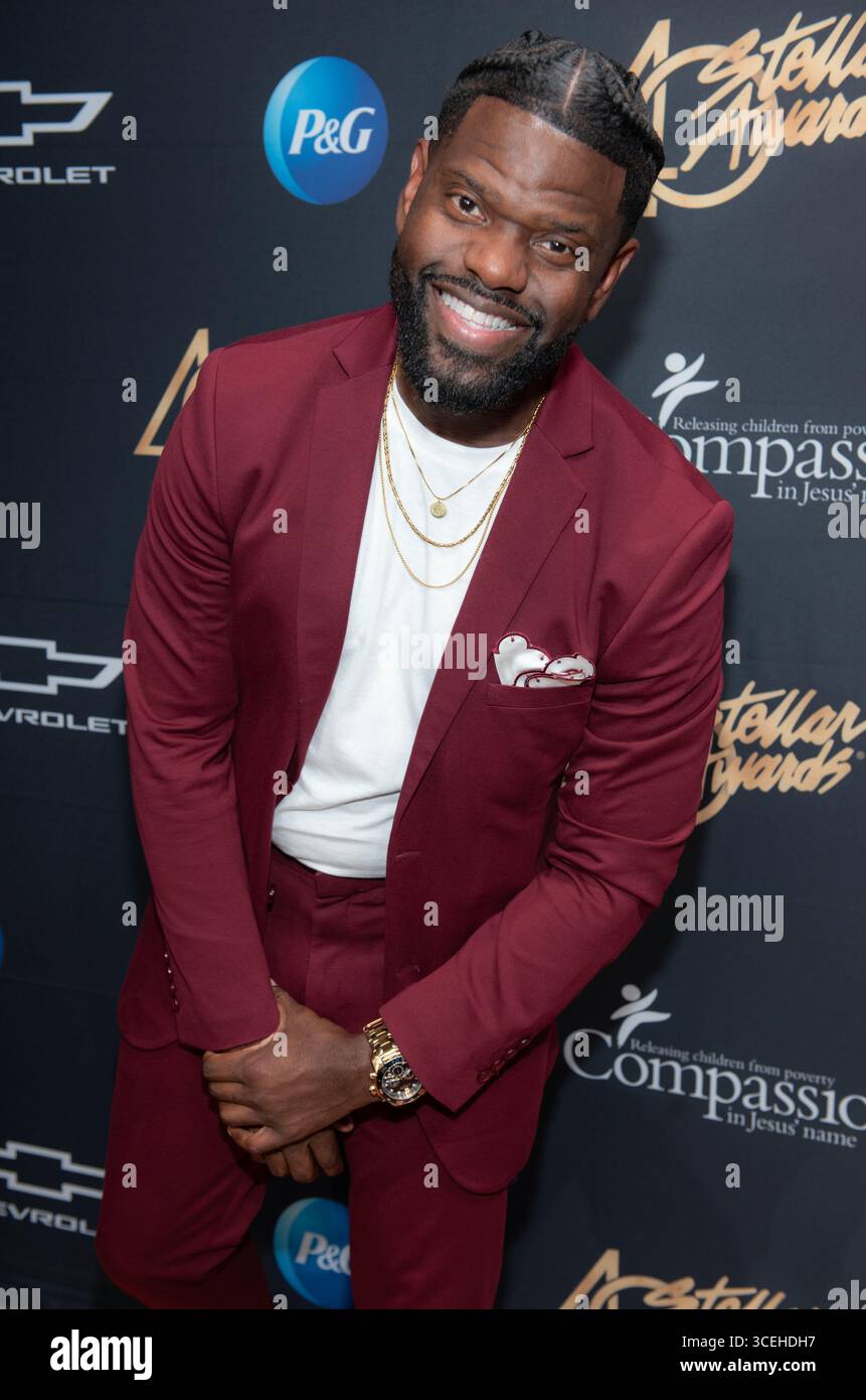 Nashville, Usa. August 2025. Tedy P, im Pressebereich während der 40. Jährlichen Stellar Awards am 15. August 2025 im National Museum of African American Music in Nashville, TN. (Foto: Mike Ware/SIPA USA) Credit: SIPA US/Alamy Live News Stockfoto