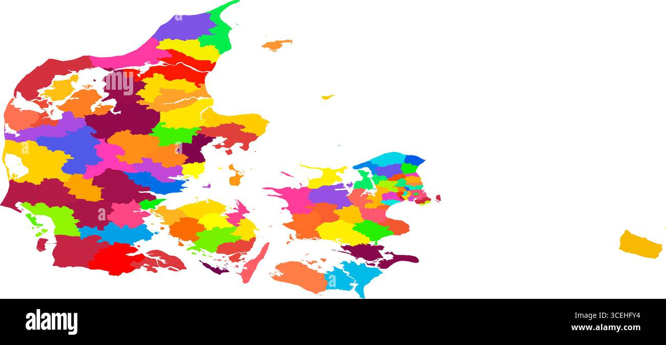Dänemark Detailed Color Map – hochauflösende politische und regionale Karte für Kartographie und Infografik Stock Vektor