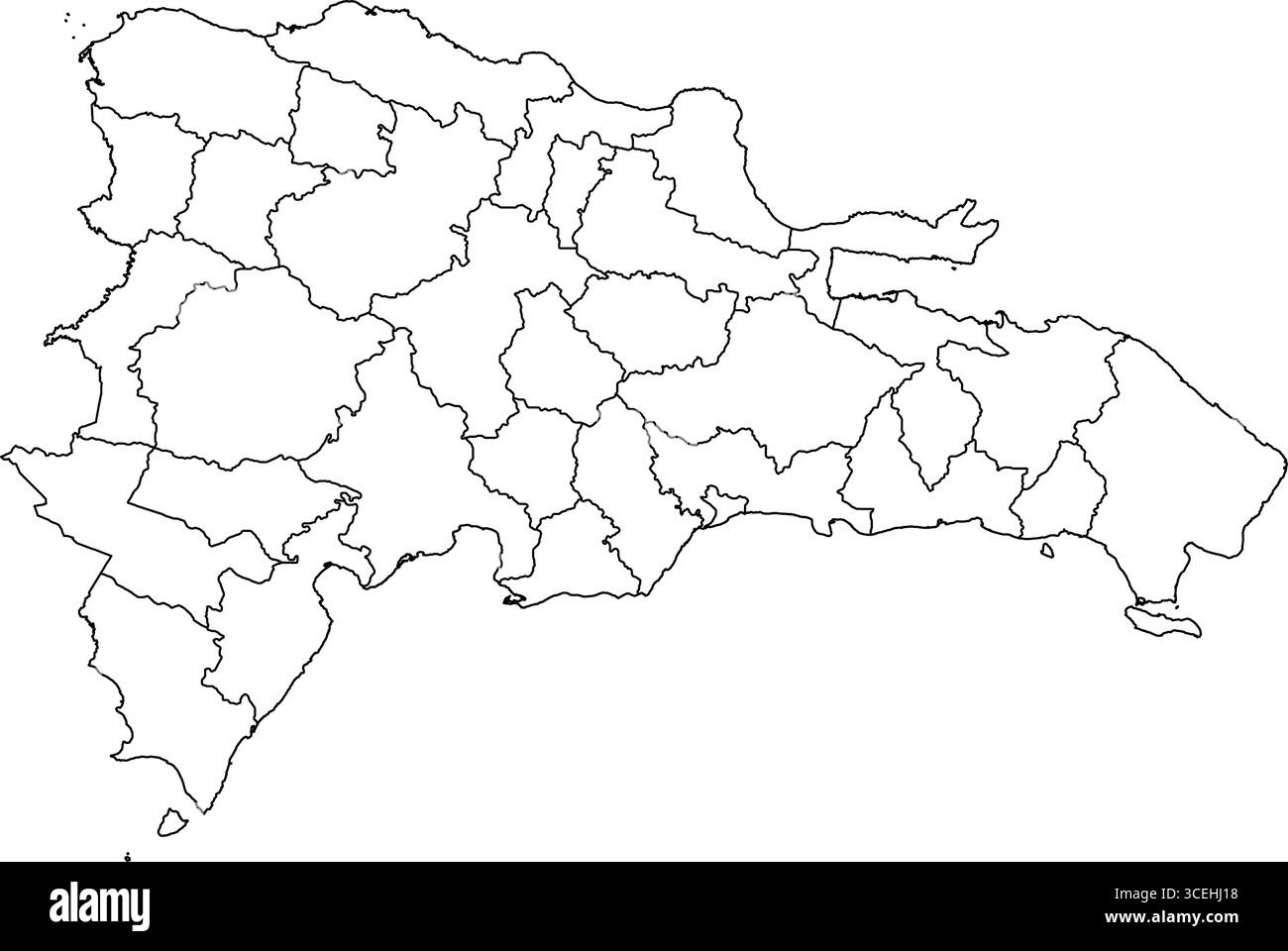 Dominican Republic Map White Edition – Clean Printable Outline für Poster, Ressourcen zur Geographie und moderne Kartographie Stock Vektor