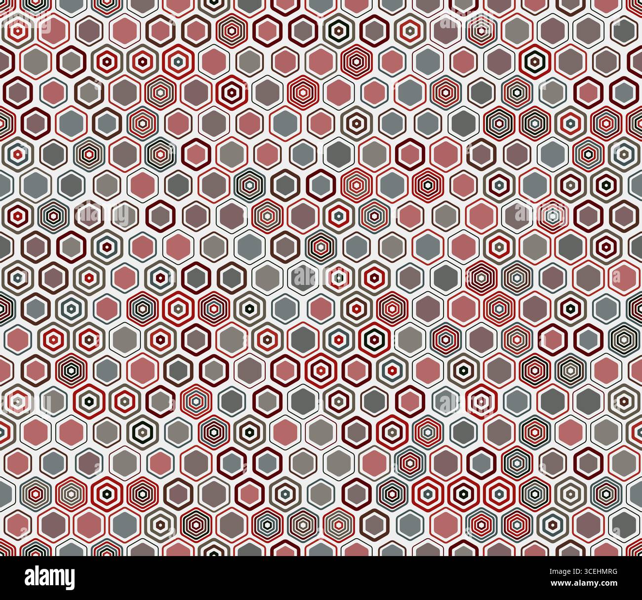 Sechseckiges Gittermuster. Geometrische Elemente in unterschiedlichem Stil und Farbe. Geometrische Wabenformen. Tileable-Muster. Nahtloser Hintergrund. Stock Vektor