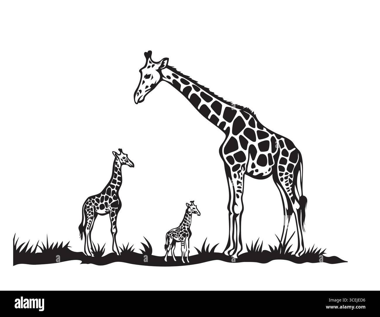 Giraffe mit Baby, Vektor-Illustration des Tiernaturschutzes Stock Vektor