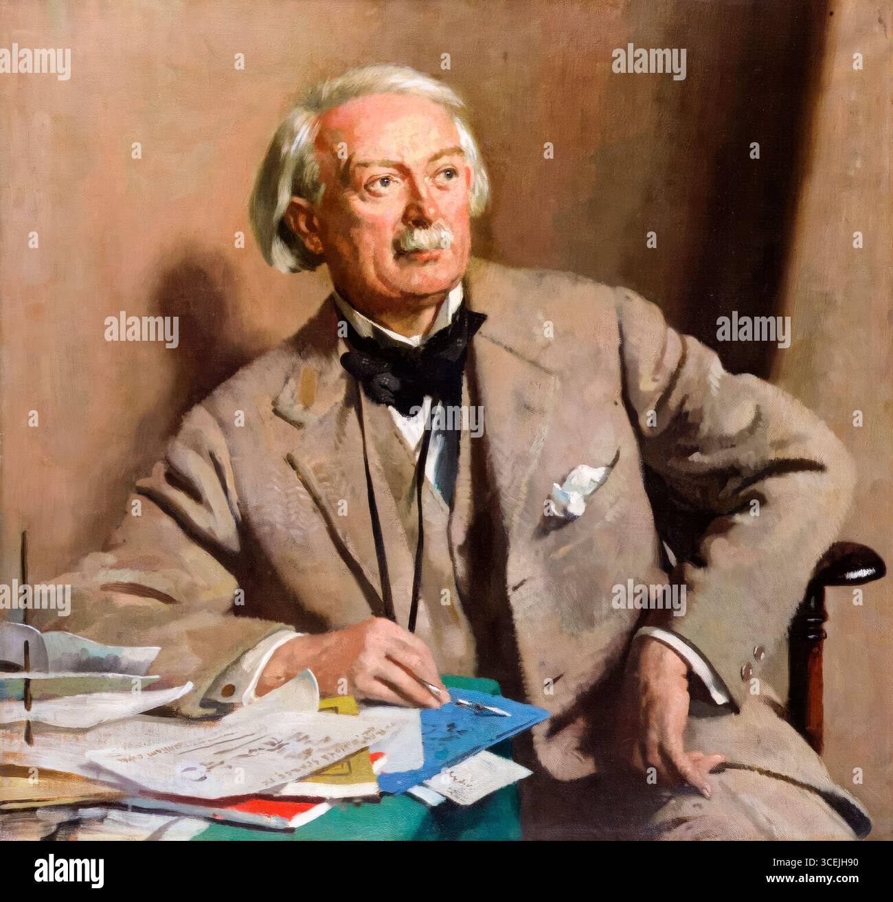 David Lloyd George, 1. Earl Lloyd-George of Dwyfor (1863–1945), Premierminister des Vereinigten Königreichs 1916–1922, Porträtgemälde in Öl auf Leinwand von Sir William Orpen, 1927 Stockfoto David Lloyd George, 1. Earl Lloyd-George of Dwyfor (1863–1945), Premierminister des Vereinigten Königreichs 1916–1922, Porträtgemälde in Öl auf Leinwand von Sir William Orpen, 1927 Stockfoto