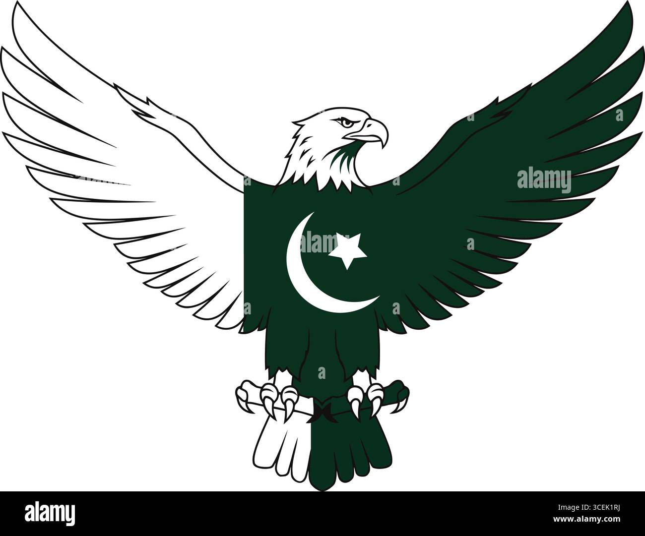 Eine auffällige Vektorillustration eines Adlers mit weit ausgebreiteten Flügeln, die Stärke und Freiheit symbolisieren. Der Körper des Adlers ist mit dem Design von gefüllt Stock Vektor