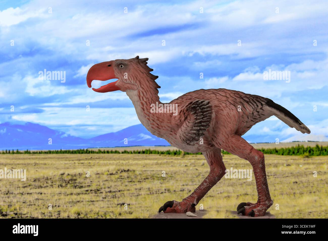 Phorusrhacos war ein flugunfähiger Terrorvogel, der in Argentinien lebte und dann im frühen bis mittleren Miozän (20 bis 13 Millionen Jahre) nach Nordamerika auswanderte. Stockfoto