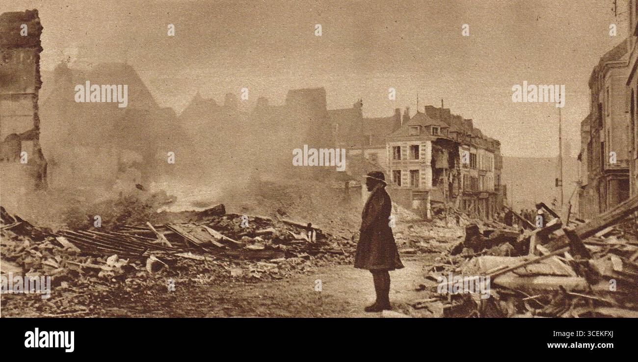 Ruinen und Zerstörungen nach der Schlacht von Amiens, auch bekannt als dritte Schlacht von Picardie, 1918 Stockfoto