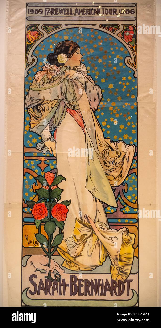 Poster von Sarah Bernhards Farewell American Tour in der NY Public Library Stockfoto
