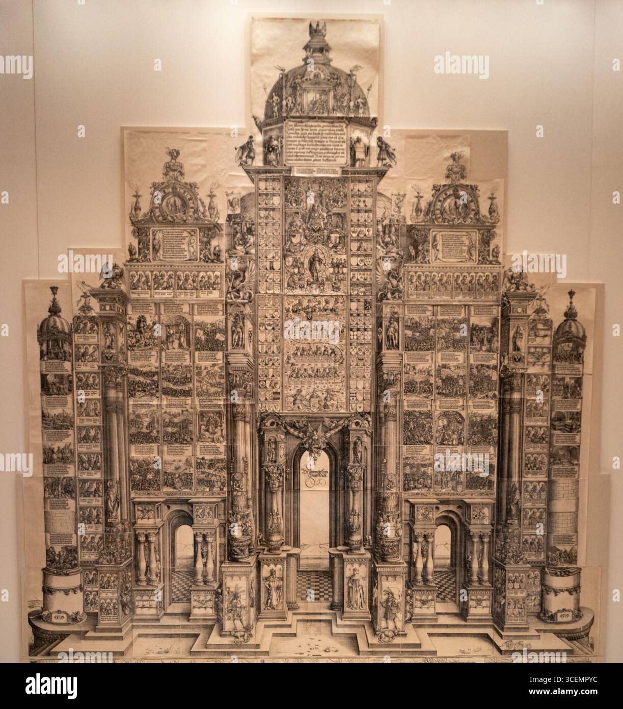 Holzschnitt des Triumphbogens von Maximilian (Triumphbogen) von Albrecht Durer, New York Public Library Archive Stockfoto
