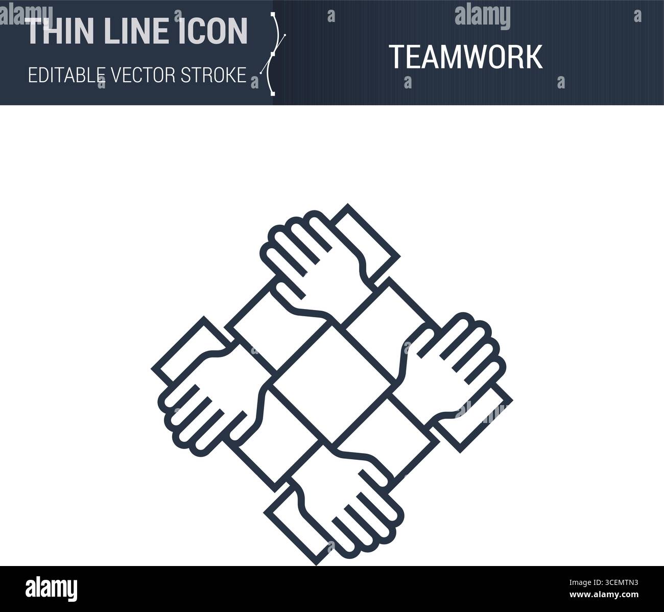 Teamwork-Symbol – Dünnes Geschäftssymbol. Ideal für Webdesign. Vektorkonzept Für Qualitätskonturen. Hochwertiges, Einfaches, Elegantes Logo Stock Vektor