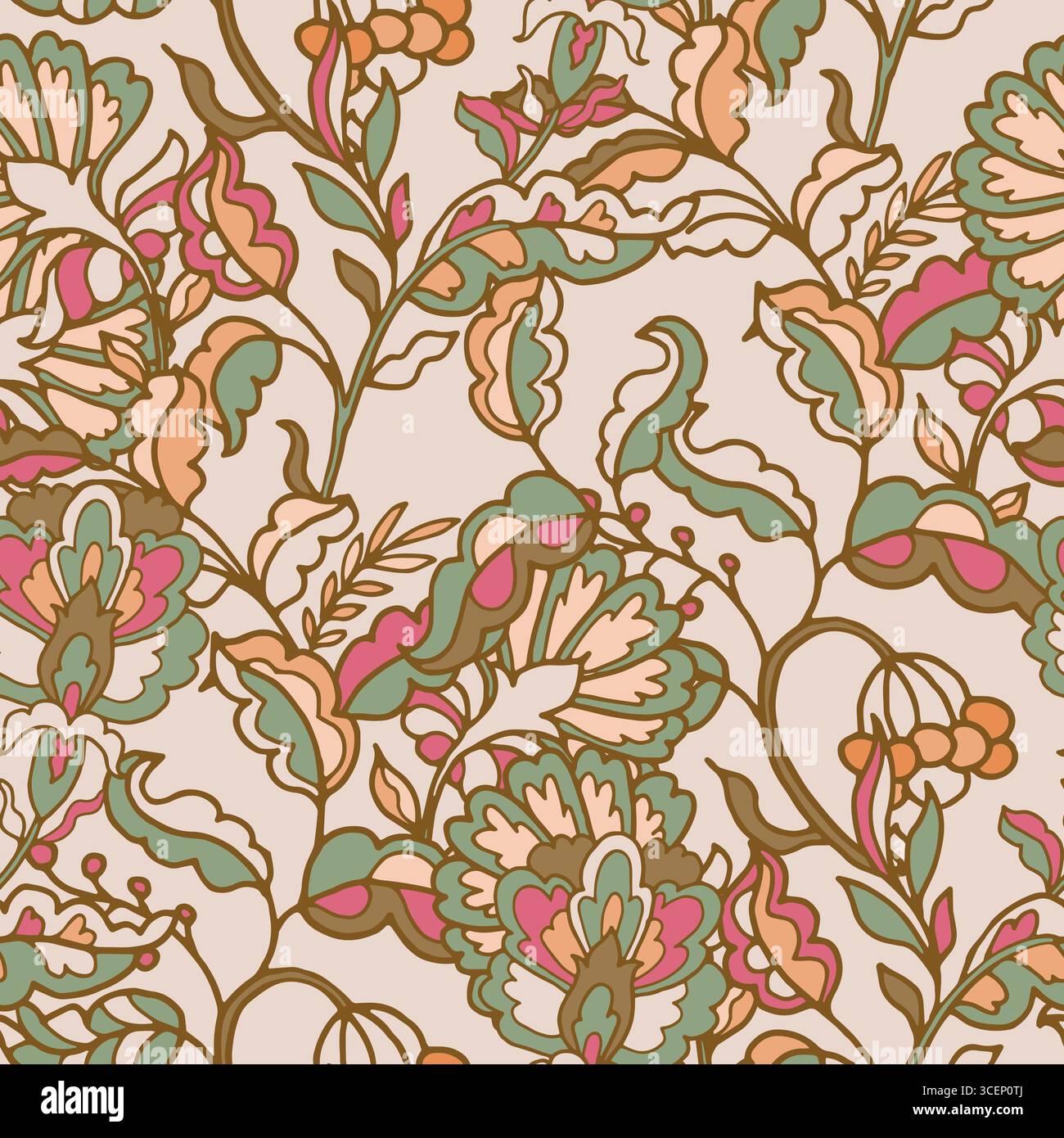 Exotische Gartenblumen Beige Hintergrund Stock Vektor