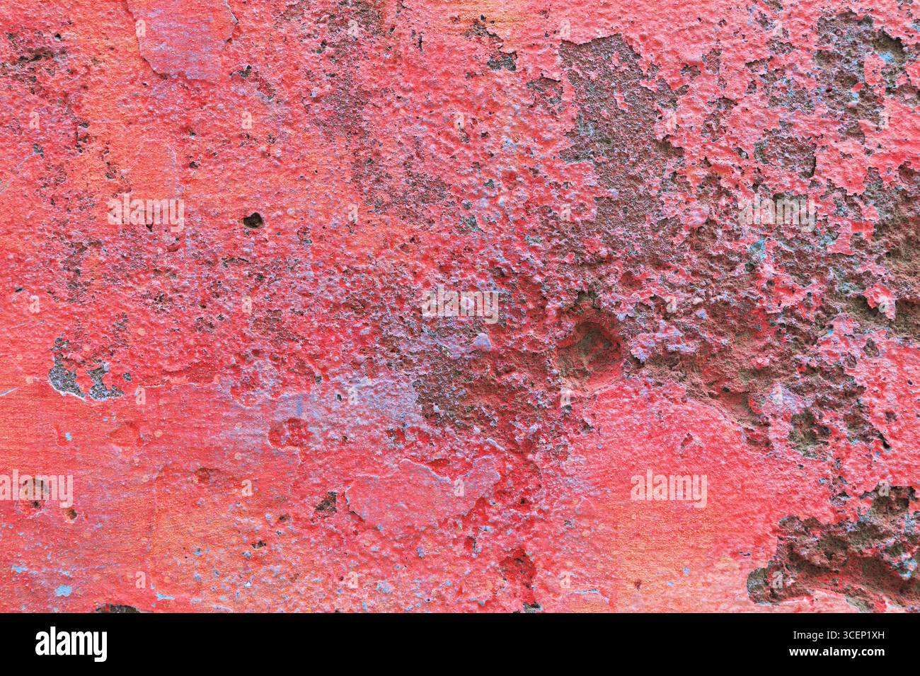 Grober Hintergrund schleifen. Retro-Textur der roten Betonwand. Hochauflösender Hintergrund. Stockfoto